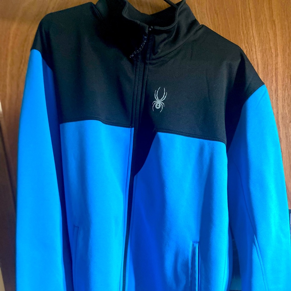 NEW Spider 🕷brand lightweight zip up jacket! Black and blue design with thermal